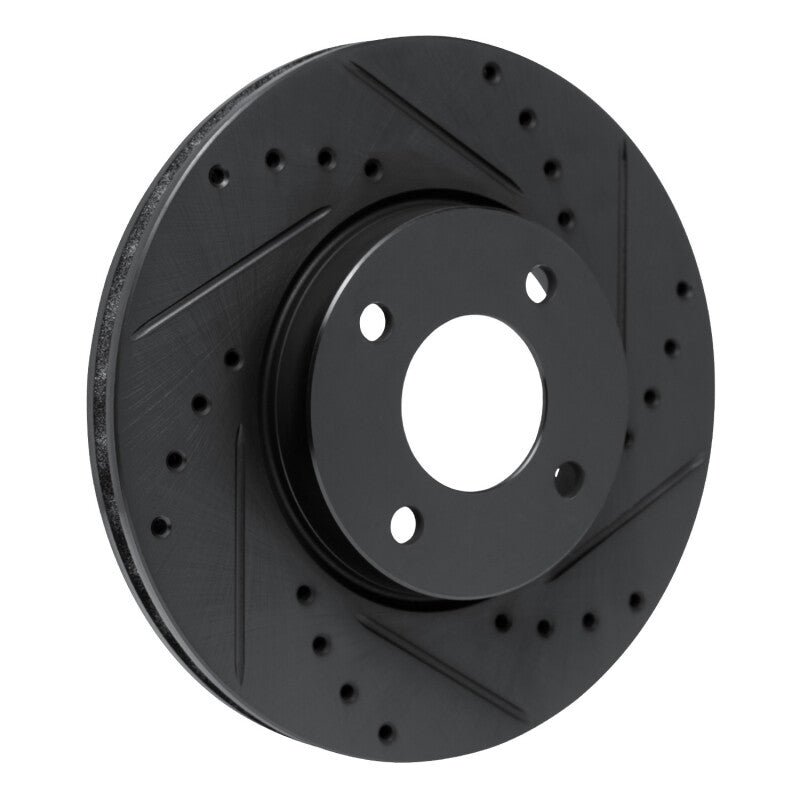 R1 Concepts R1 17-25 Nissan Versa Front Right Drilled & Slotted Black Brake Rotor