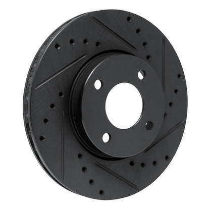 R1 Concepts R1 17-25 Nissan Versa Front Right Drilled & Slotted Black Brake Rotor