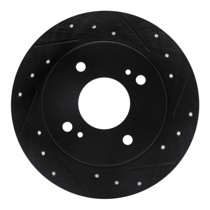 R1 Concepts R1 90-06 Infiniti G20 Rear Right Drilled & Slotted Black Brake Rotor