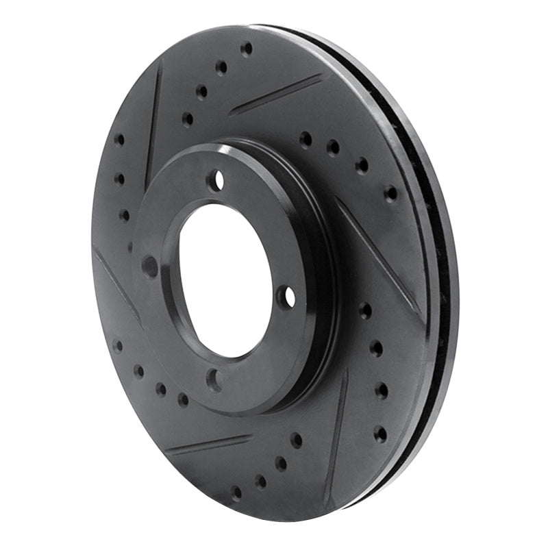 R1 Concepts R1 84-87 Toyota Cressida Front Left Drilled & Slotted Black Brake Rotor