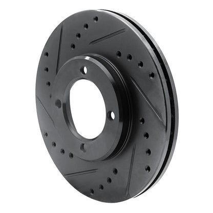 R1 Concepts R1 84-87 Toyota Cressida Front Left Drilled & Slotted Black Brake Rotor