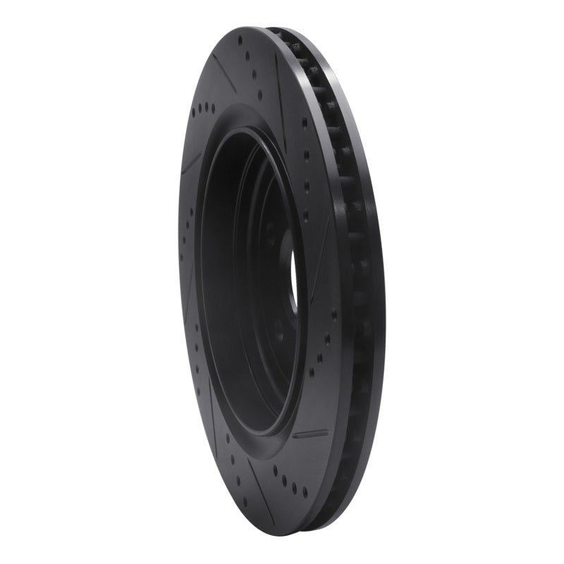 R1 Concepts R1 16-24 Cadillac ATS Rear Left Drilled & Slotted Black Brake Rotor