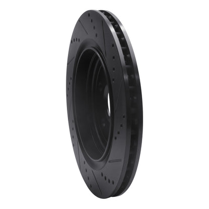R1 Concepts R1 16-24 Cadillac ATS Rear Left Drilled & Slotted Black Brake Rotor