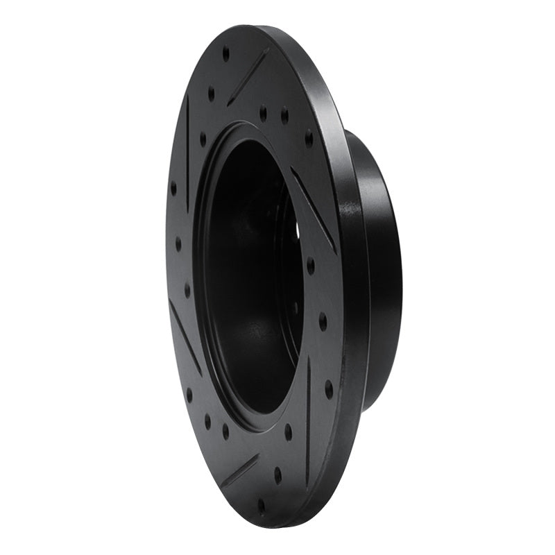 R1 Concepts R1 79-83 Honda Civic Front Right Drilled & Slotted Black Brake Rotor