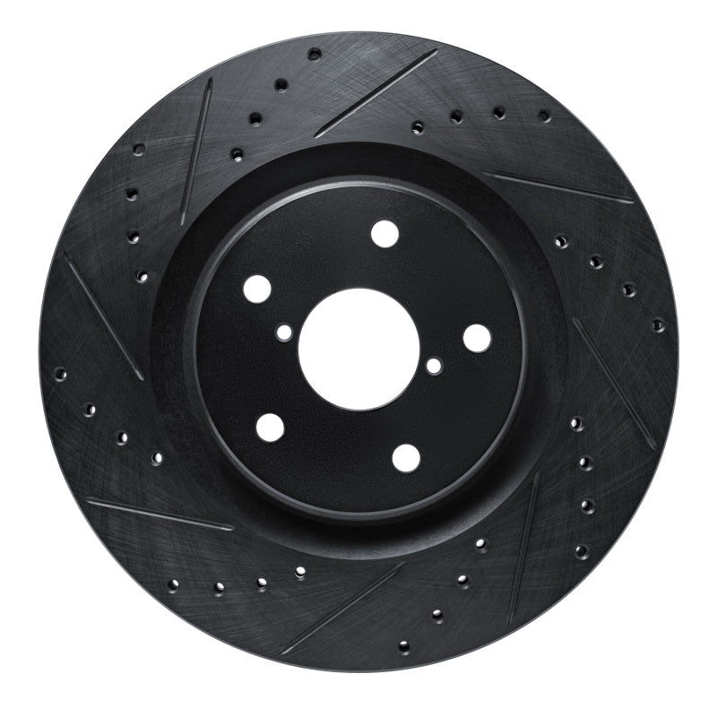 R1 Concepts R1 20-25 Subaru WRX Front Left Drilled & Slotted Black Brake Rotor