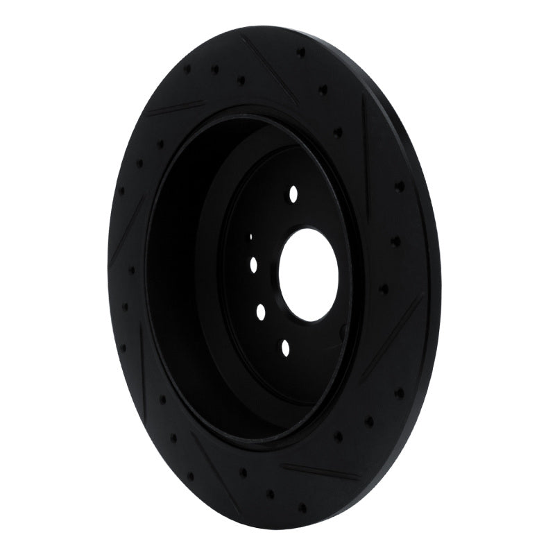 R1 Concepts R1 14-16 Acura MDX Rear Left Drilled & Slotted Black Brake Rotor