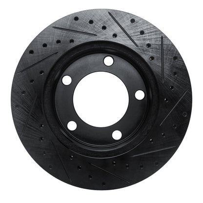 R1 Concepts R1 94-96 Ford F-150 4WD Front Left Drilled & Slotted Black Brake Rotor
