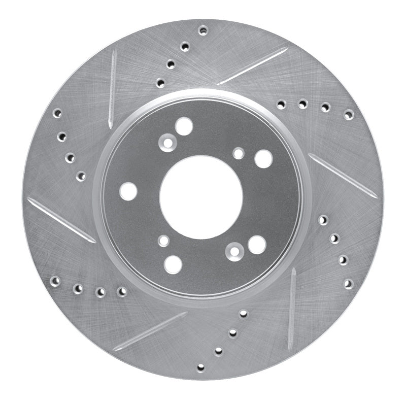 R1 Concepts R1 13-25 Honda Civic Hatchback Front Left Drilled & Slotted Silver Brake Rotor