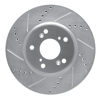 R1 Concepts R1 13-25 Honda Civic Hatchback Front Left Drilled & Slotted Silver Brake Rotor