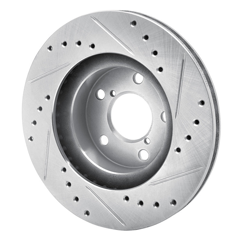 R1 Concepts R1 90-01 Subaru Impreza Front Left Drilled & Slotted Silver Brake Rotor