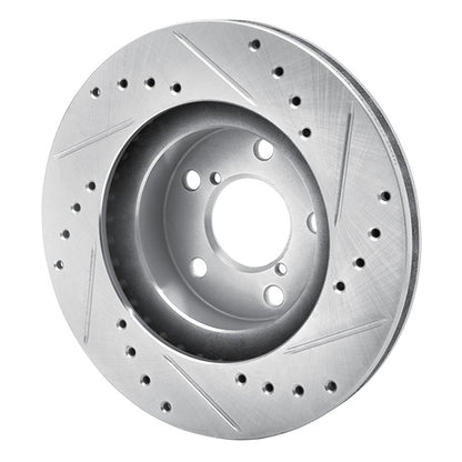 R1 Concepts R1 90-01 Subaru Impreza Front Left Drilled & Slotted Silver Brake Rotor
