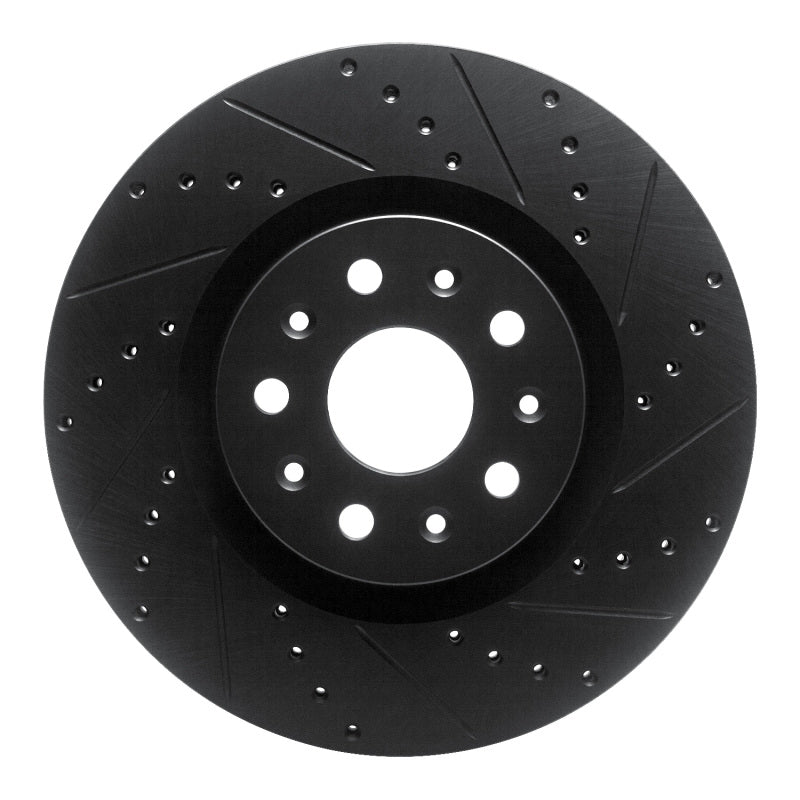 R1 Concepts R1 14-25 Cadillac CT6 Front Right Drilled & Slotted Black Brake Rotor