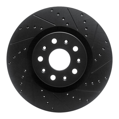 R1 Concepts R1 14-25 Cadillac CT6 Front Right Drilled & Slotted Black Brake Rotor