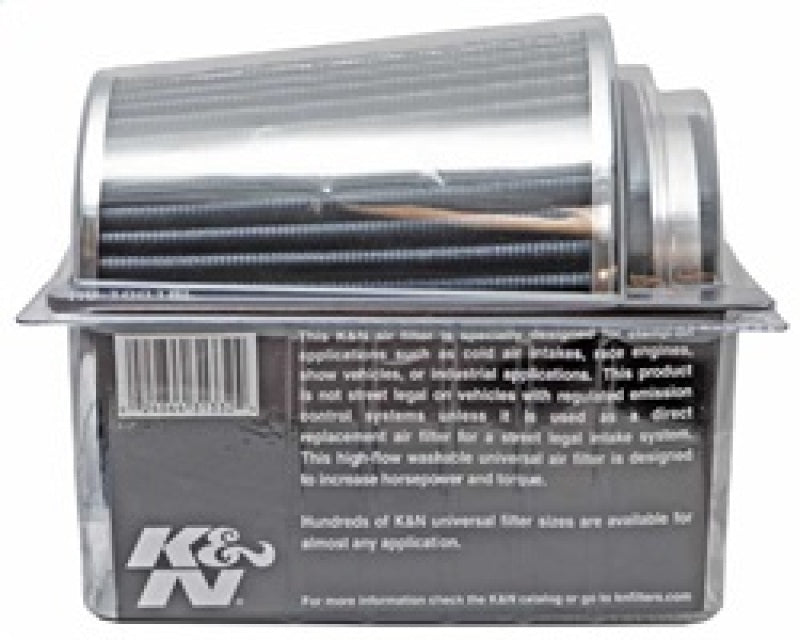 K&N Engineering K&N Universal Filter Chrome Round Tapered White - 4in Flange ID x 1.125in Flange Length x 5.5in H
