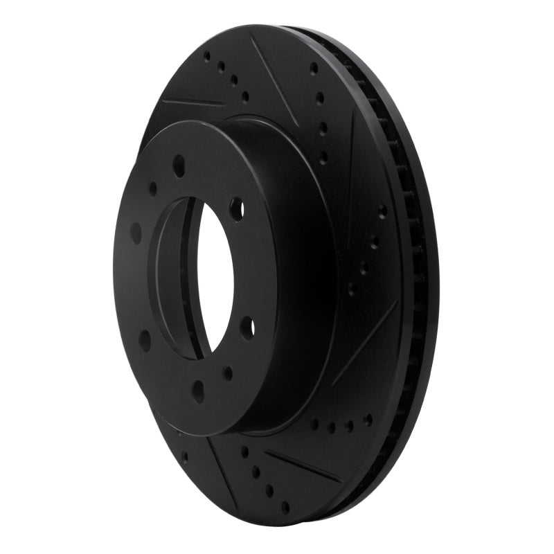 R1 Concepts R1 06-10 Hummer H3T Front Right Drilled & Slotted Black Brake Rotor