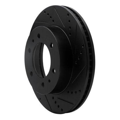 R1 Concepts R1 06-10 Hummer H3T Front Right Drilled & Slotted Black Brake Rotor