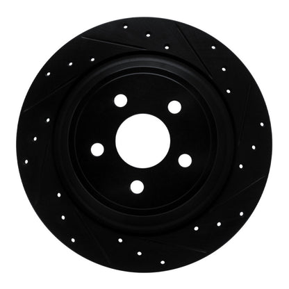 R1 Concepts R1 15-24 Ford Fusion Rear Right Drilled & Slotted Black Brake Rotor