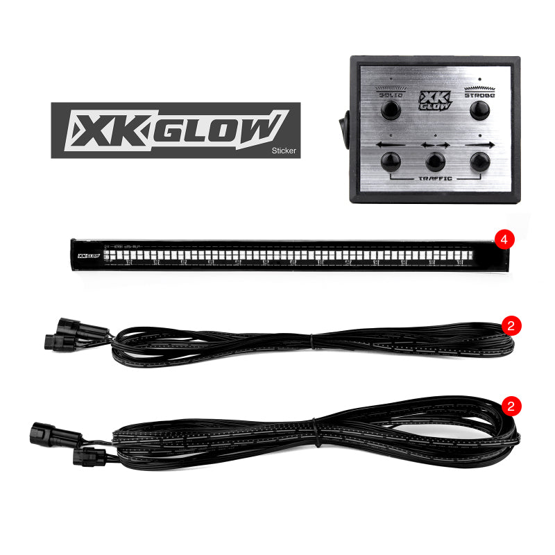 XKGLOW XK Glow Tube Strobe Lights w/ Traffic Modes Ultra LEDs Multiple Modes + Solid On - Blue 4pc 12in