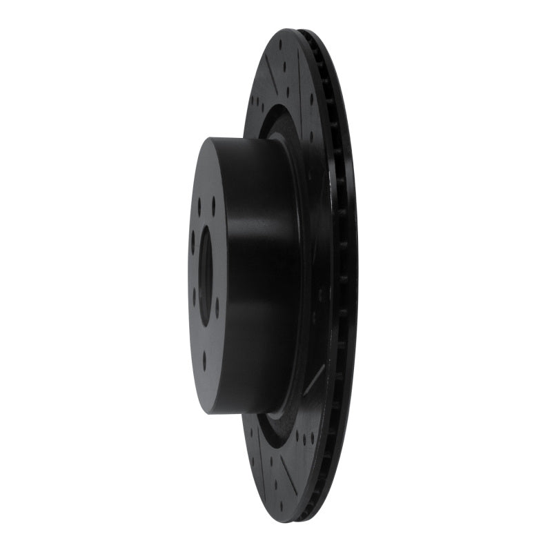 R1 Concepts R1 07-15 Infiniti G35 Rear Right Drilled & Slotted Black Brake Rotor