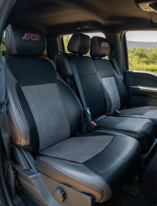 PRP Seats PRP 2021+ Ford 150/ 2023+ SuperDuty Front Seat Covers (Pair) - Black w/ Red Stich