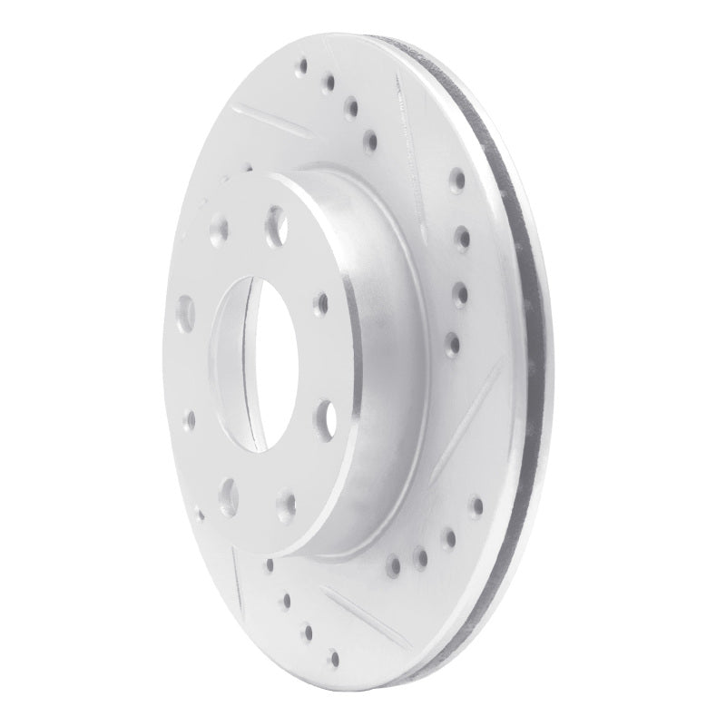 R1 Concepts R1 84-06 Honda Insight Front Right Drilled & Slotted Silver Brake Rotor
