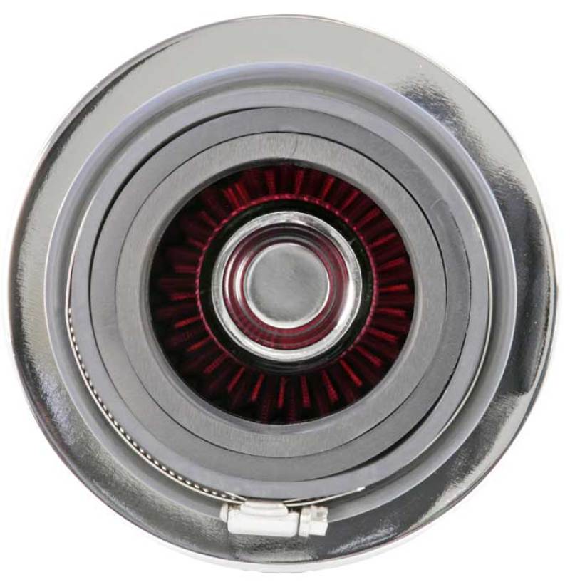 K&N Engineering K&N Universal Air Filter Chrome Round Tapered Red - 4in Flange ID x 1.125in Flange Length x 5.5in H