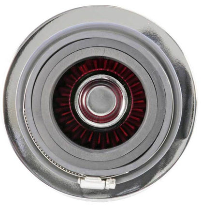 K&N Engineering K&N Universal Air Filter Chrome Round Tapered Red - 4in Flange ID x 1.125in Flange Length x 5.5in H