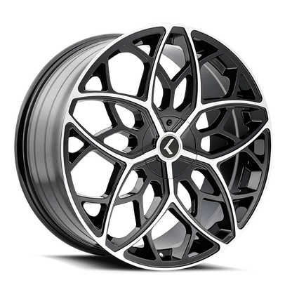Kraze Wheels Kraze KR184 Ricochet 22x8.5 / 5x115/120 BP / 38mm Offset / 74.1mm Hub Gloss Black Machined Wheel