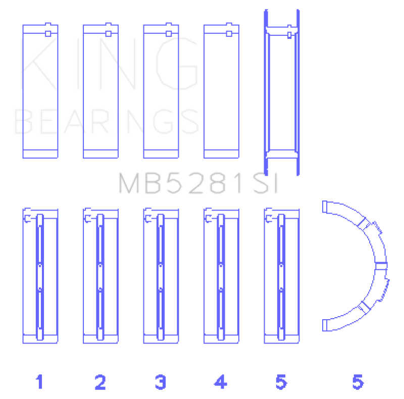 King Engine Bearings Ford 281CI 4.6L V8 (Size +1.0) Main Bearing Set