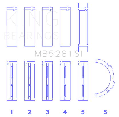 King Engine Bearings Ford 281CI 4.6L V8 (Size +0.25) Main Bearing Set