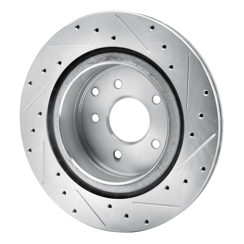 R1 Concepts R1 03-08 Infiniti G35 Rear Left Drilled & Slotted Silver Brake Rotor