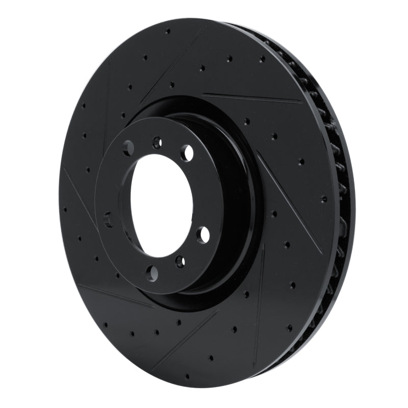 R1 Concepts R1 10-24 Audi e-Tron GT Left Front Drilled & Slotted Black Brake Rotor