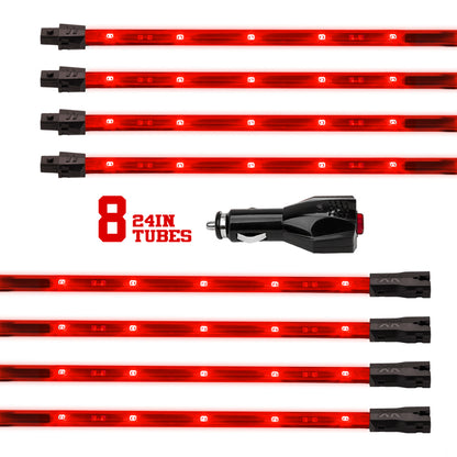 XKGLOW XK Glow Tube Single Color Underglow LED Accent Light Car/Truck Kit Red - 8x24In