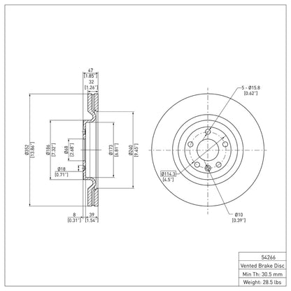 DFC 13-19 Ford Taurus SHO Front Brake Rotor