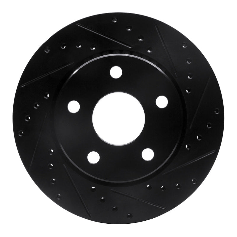 R1 Concepts R1 07-18 Jeep Wrangler Front Right Drilled & Slotted Black Brake Rotor