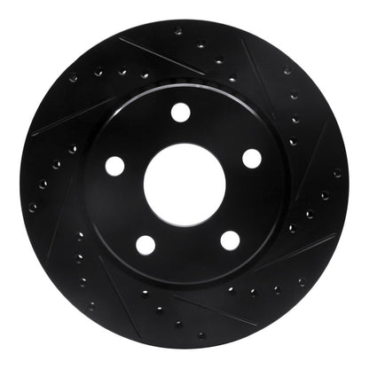 R1 Concepts R1 07-18 Jeep Wrangler Front Right Drilled & Slotted Black Brake Rotor