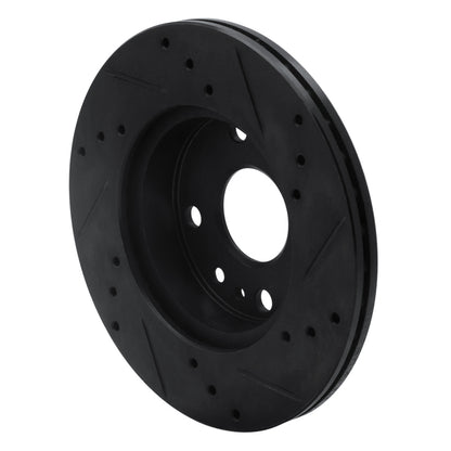 R1 Concepts R1 94-97 Ford Aspire Front Left Drilled & Slotted Black Brake Rotor