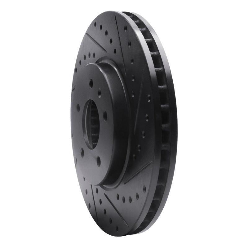 R1 Concepts R1 09-11 Cadillac STS Front Right Drilled & Slotted Black Brake Rotor