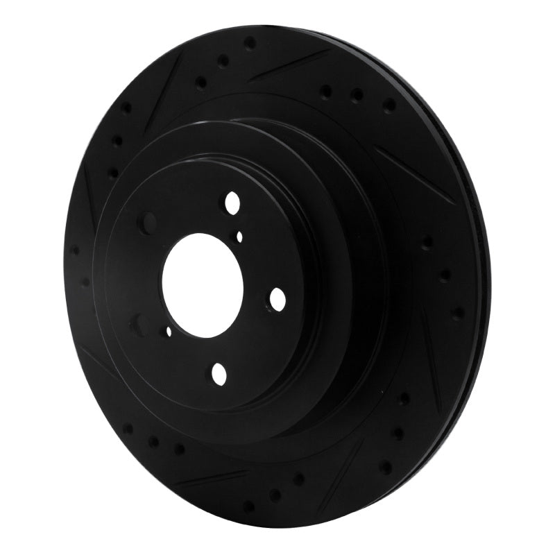R1 Concepts R1 05-09 Subaru Legacy Rear Left Drilled & Slotted Black Brake Rotor
