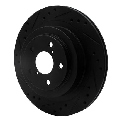 R1 Concepts R1 05-09 Subaru Legacy Rear Left Drilled & Slotted Black Brake Rotor