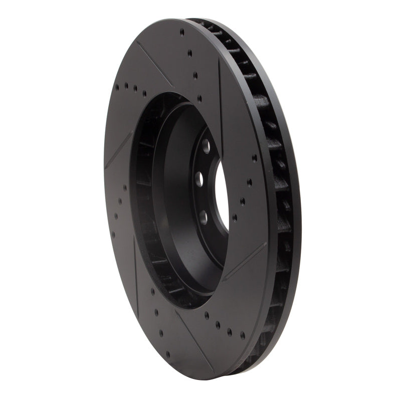 R1 Concepts R1 03-15 Audi Q7 Right Front Drilled & Slotted Black Brake Rotor