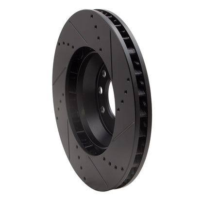 R1 Concepts R1 03-15 Audi Q7 Right Front Drilled & Slotted Black Brake Rotor