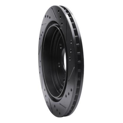 R1 Concepts R1 10-16 Cadillac SRX Rear Left Drilled & Slotted Black Brake Rotor