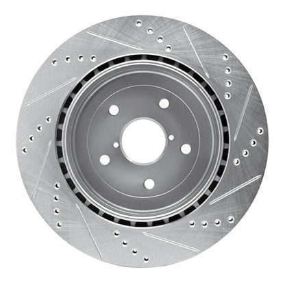 R1 Concepts R1 05-07 Subaru Impreza Rear Left Drilled & Slotted Silver Brake Rotor