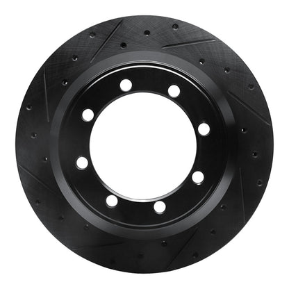 R1 Concepts R1 99-04 Ford F-350 Super Duty 2WD Rear Left Drilled & Slotted Black Brake Rotor