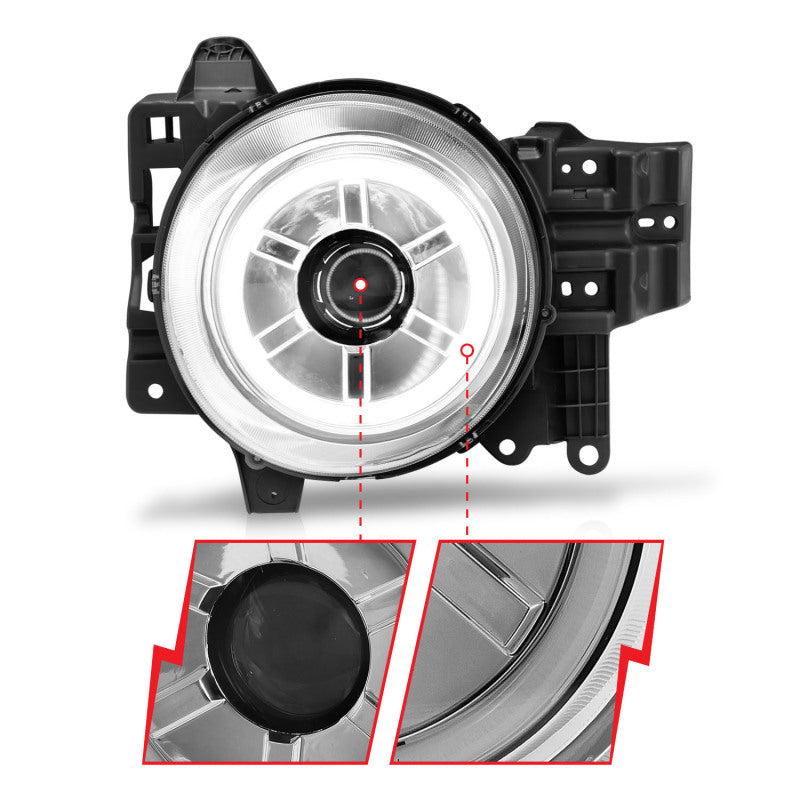 ANZO 2007-2013 Toyota Fj Cruiser Projector Headlights w/ Halo Chrome