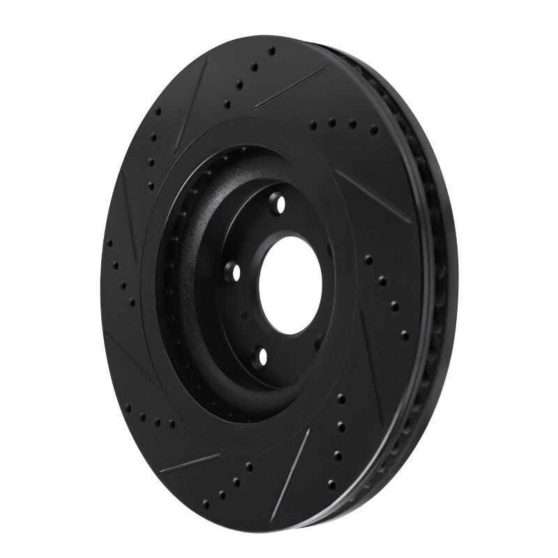 R1 Concepts R1 19-24 Infiniti QX50 Front Right Drilled & Slotted Black Brake Rotor