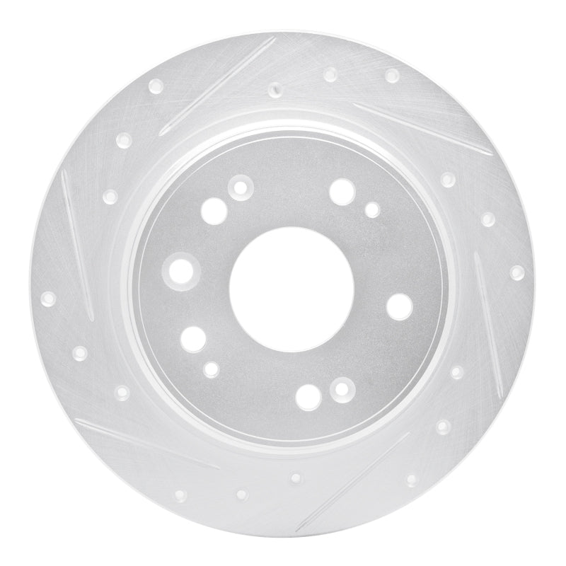 R1 Concepts R1 02-04 Honda CR-V Rear Left Drilled & Slotted Silver Brake Rotor