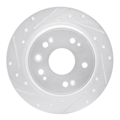 R1 Concepts R1 02-04 Honda CR-V Rear Left Drilled & Slotted Silver Brake Rotor
