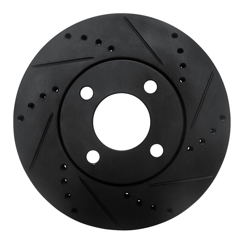 R1 Concepts R1 90-91 Audi 90 Quattro Front Right Drilled & Slotted Black Brake Rotor